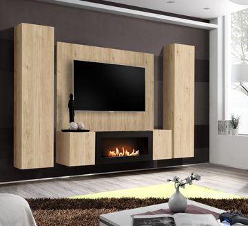 Composition TV Wall unit FLY M-P3 avec cheminée bioéthanol — vue 8
