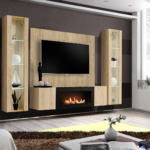 Composition TV Wall unit FLY M-P1 avec cheminée bioéthanol — vue 13