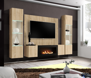 Composition TV Wall unit FLY M-P1 avec cheminée bioéthanol — vue 9