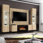 Composition TV Wall unit FLY M-P3 avec cheminée bioéthanol — vue 12