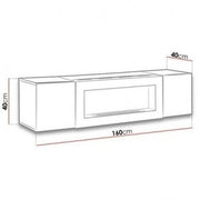 Meuble TV CROSS avec cheminée bioéthanol, white and orme Perla — vue 3