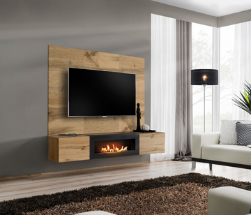 Composition TV Wall unit FLY M-P3 avec cheminée bioéthanol — vue 9
