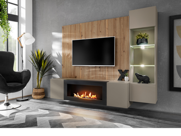 Composition TV Wall unit FLY M-P2 avec cheminée bioéthanol — vue 9