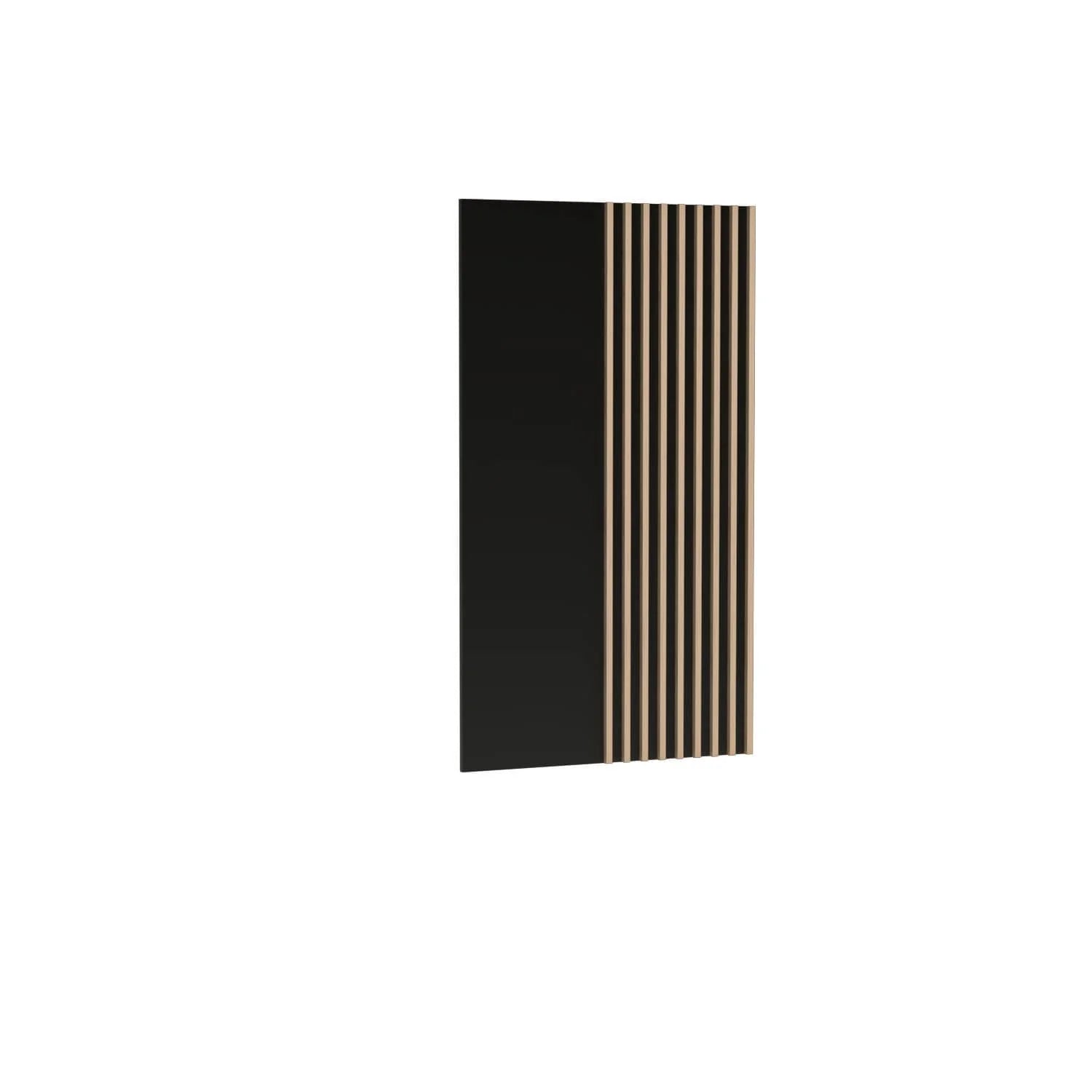 Panneau à lattes moderne à accrocher, idéal derrière le téléviseur, alliant noir et lattes claires pour un style contemporain|Destockage Express|Decora Home