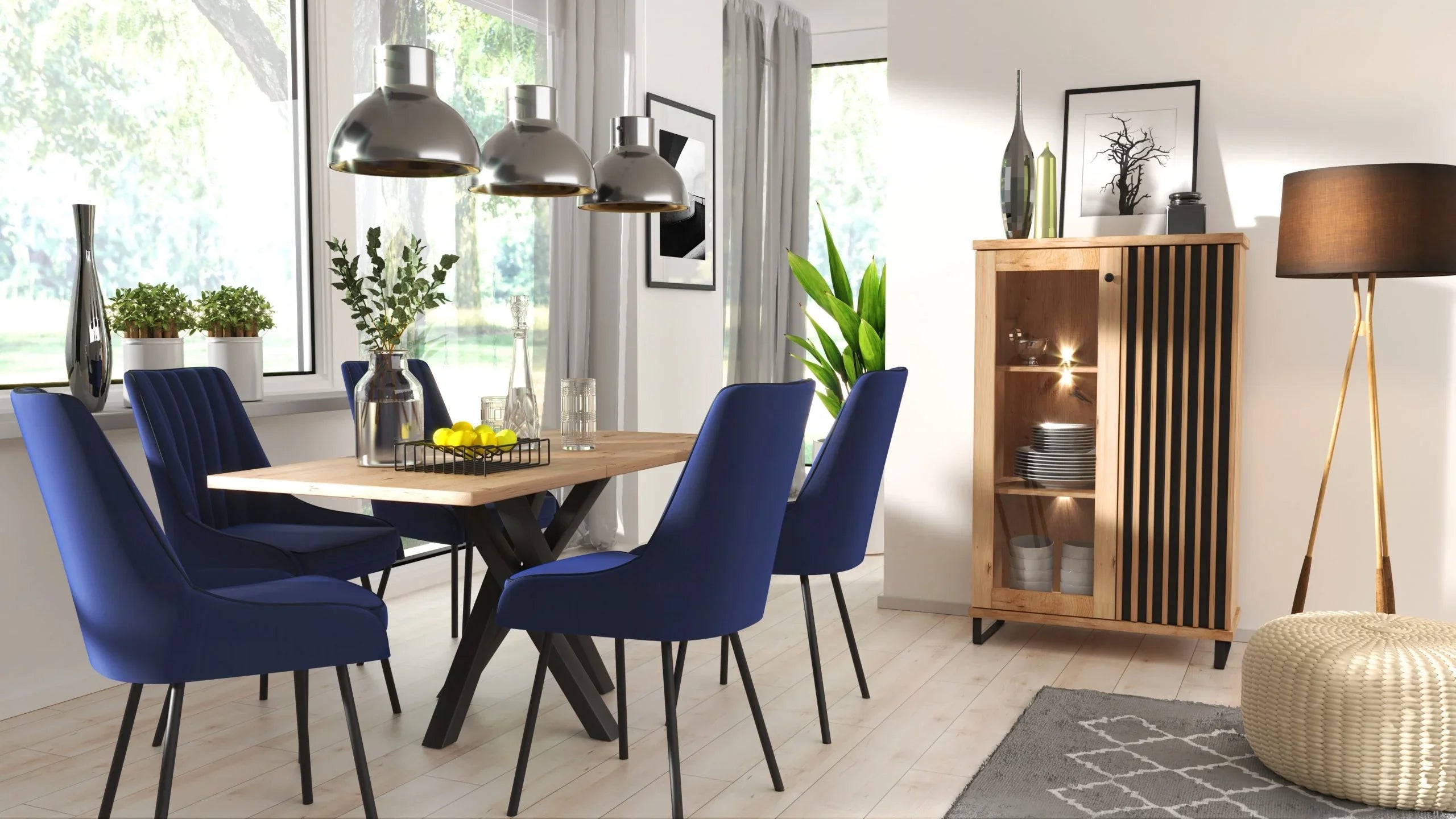 Grande Table Extensible avec Pieds en Métal Peints en Noir - Decora Home