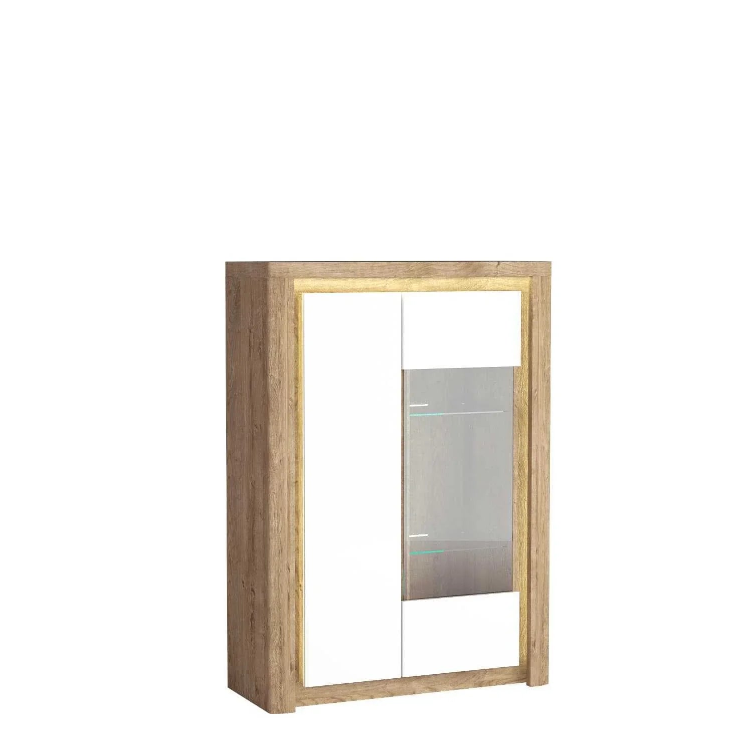 Vitrine Vitrée Ribbeck avec Façades Blanches Brillantes et Éclairage LED|Destockage Express|Decora Home