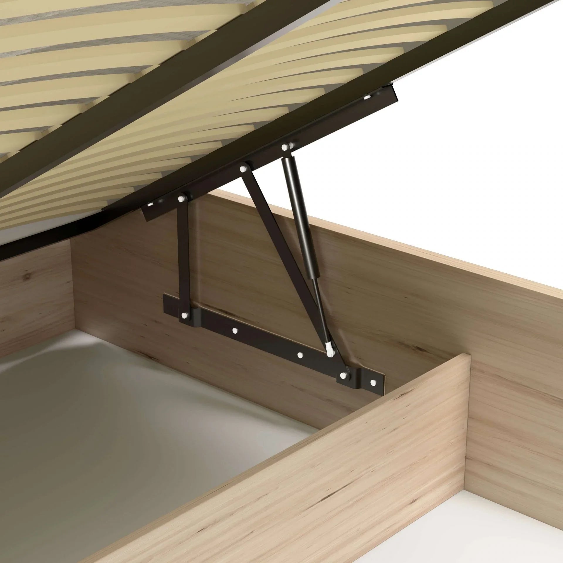 Lit moderne avec tête de lit rembourrée et rangement intégré - Decora Home