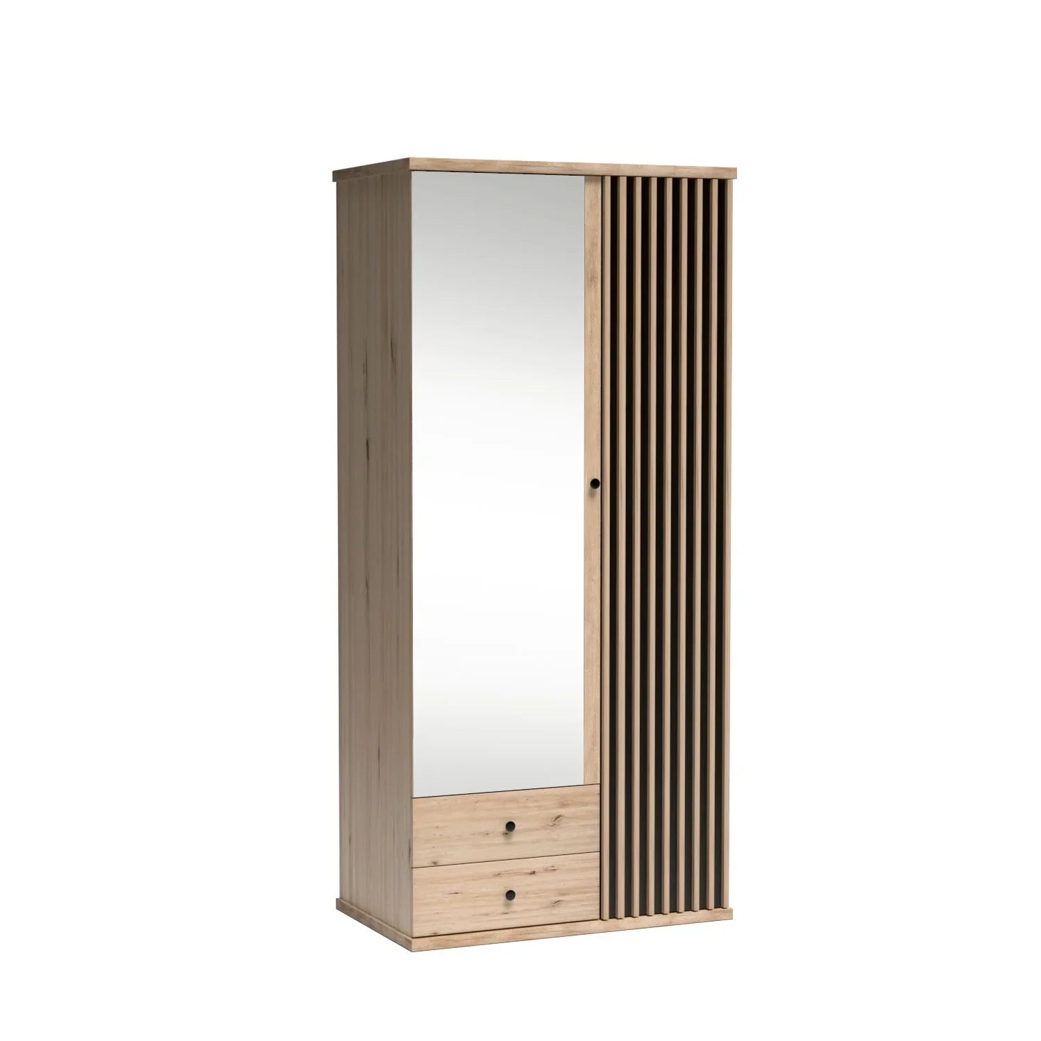 Armoire Moderne avec Miroir et Détails à Lattes|Promo exclusive|Decora Home