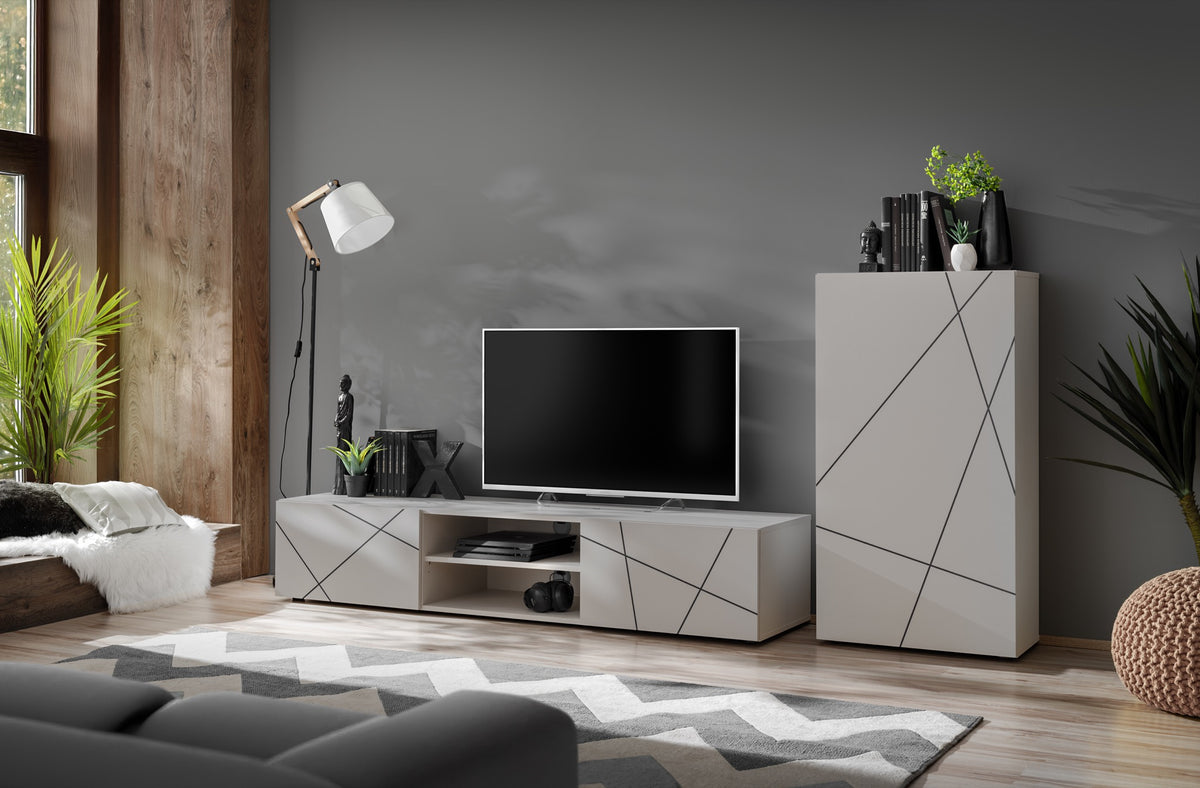 Composition TV GEO 180cm - Cachemire (Façades Cachemire (décor)) — vue 3
