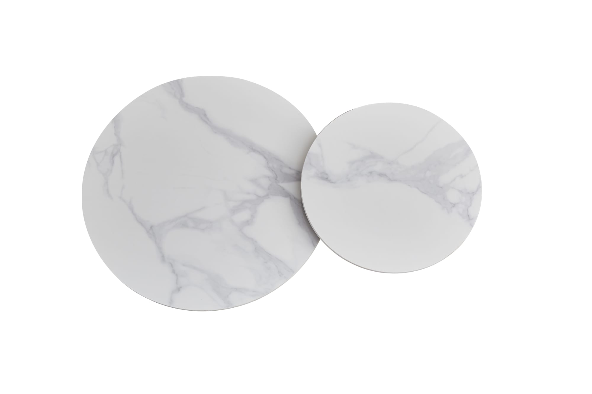 TABLE BASSE GIGOGNE POLPO PIED BEIGE PLATEAU CERAMIQUE MARBRE BLANC 70X70X38 + 50X50X45CM