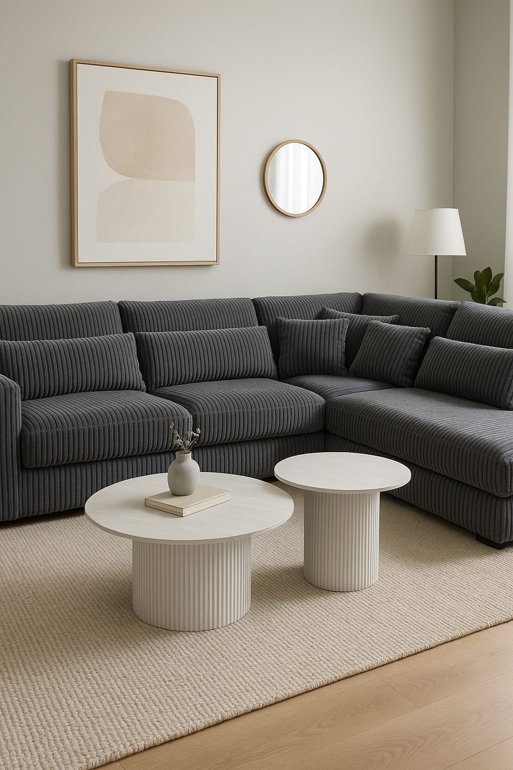 TABLE BASSE GIGOGNE MINA PIED BLANC PLATEAU CERAMIQUE BOIS BLANC 60x45cm + 80x38cm