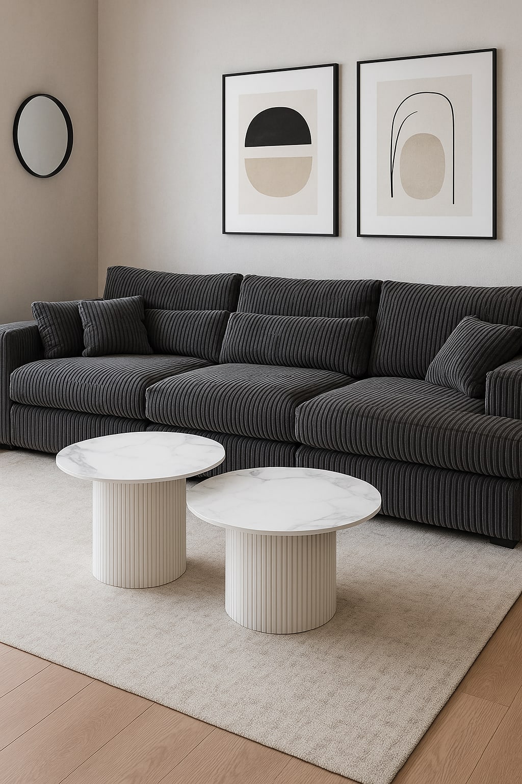 TABLE BASSE GIGOGNE MINA PIED BLANC PLATEAU CERAMIQUE MARBRE BLANC (BLB) 60x45cm + 80x38cm