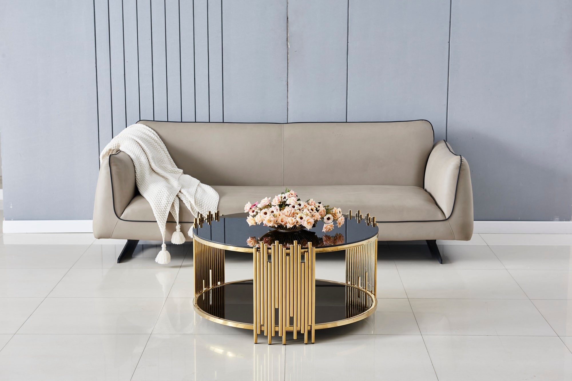 TABLE BASSE STICK GOLD MARBRE NOIR 90 x 45 CM