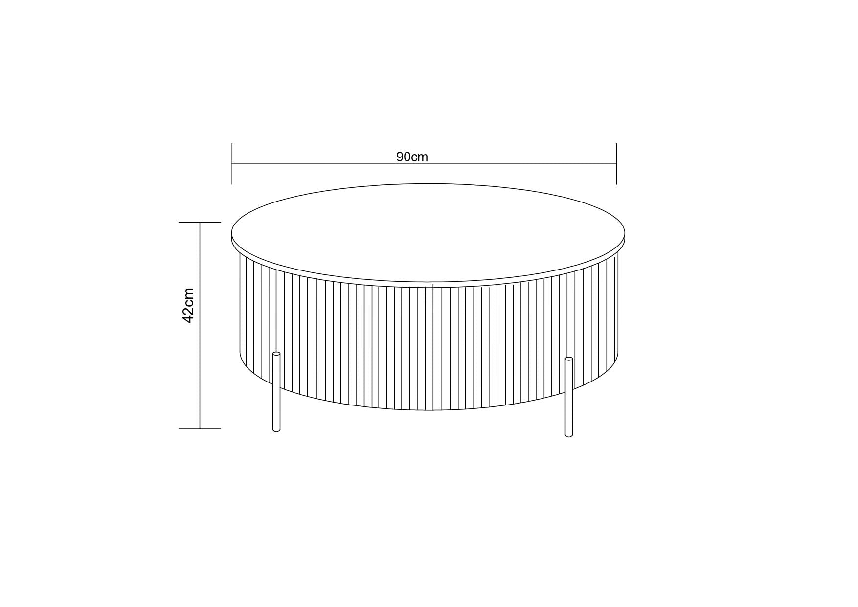 TABLE BASSE RUBY PIED NOIR CERAMIQUE EFFET TRAVERTIN MAT 90cm