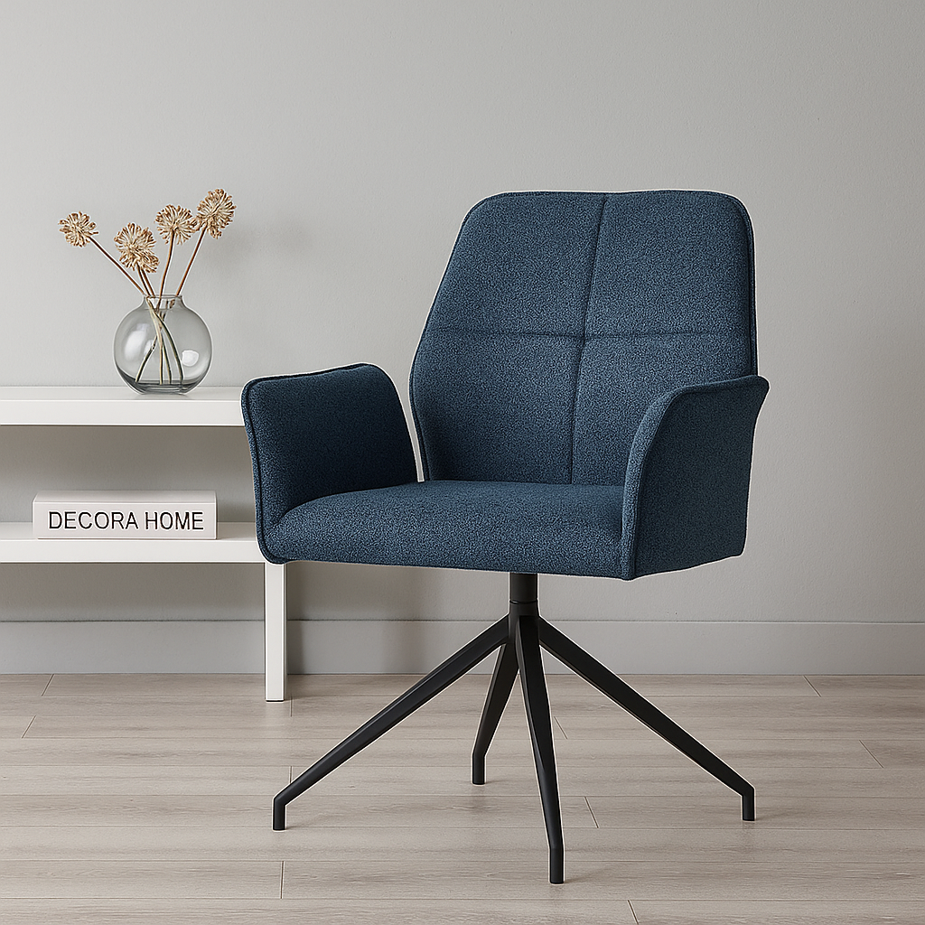 Chaise pivotante – Assise Confortable en Tissu  haut de gamme & Piétement Métal Noir , rotation 360° - Decora Home
