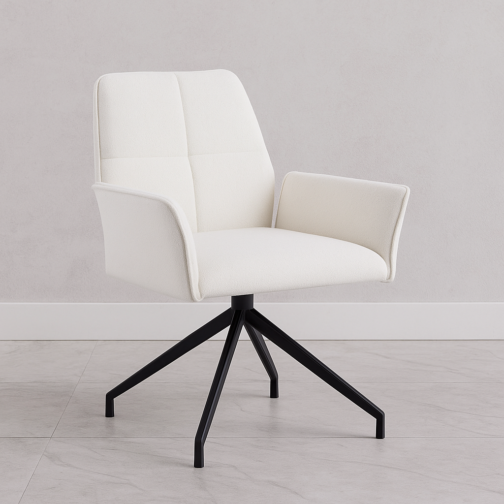 Chaise pivotante – Assise Confortable en Tissu  haut de gamme & Piétement Métal Noir , rotation 360° - Decora Home