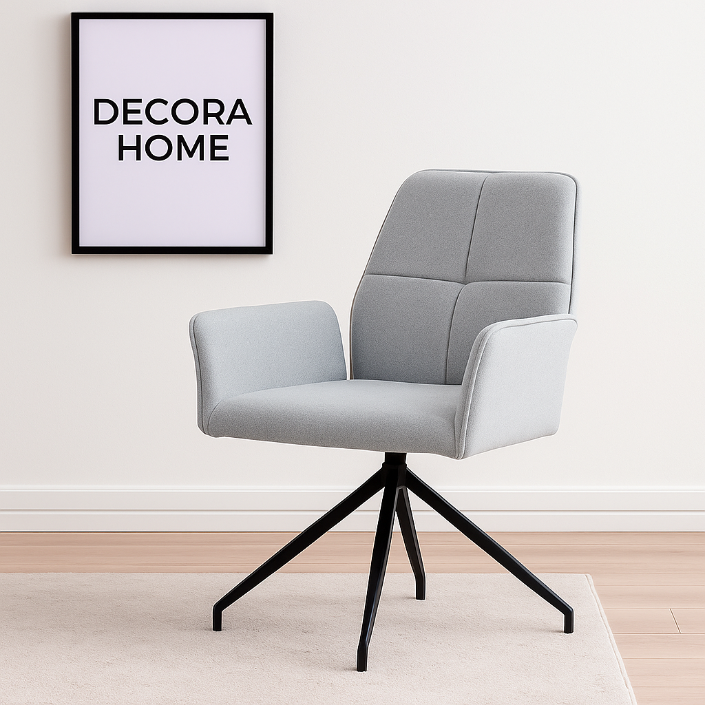 Chaise pivotante – Assise Confortable en Tissu  haut de gamme & Piétement Métal Noir , rotation 360° - Decora Home
