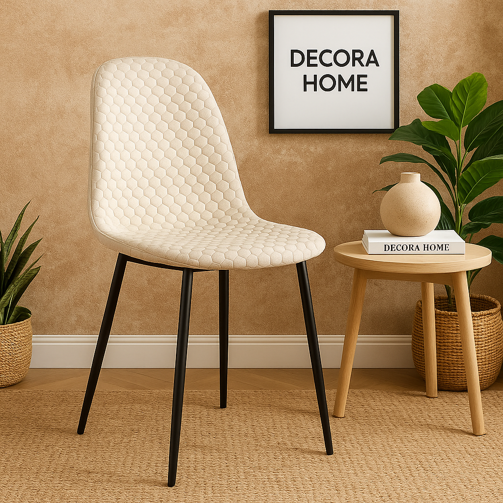 Lot de 4 Chaises  scandinave  assise en velours avec Piètement en Acier - Decora Home