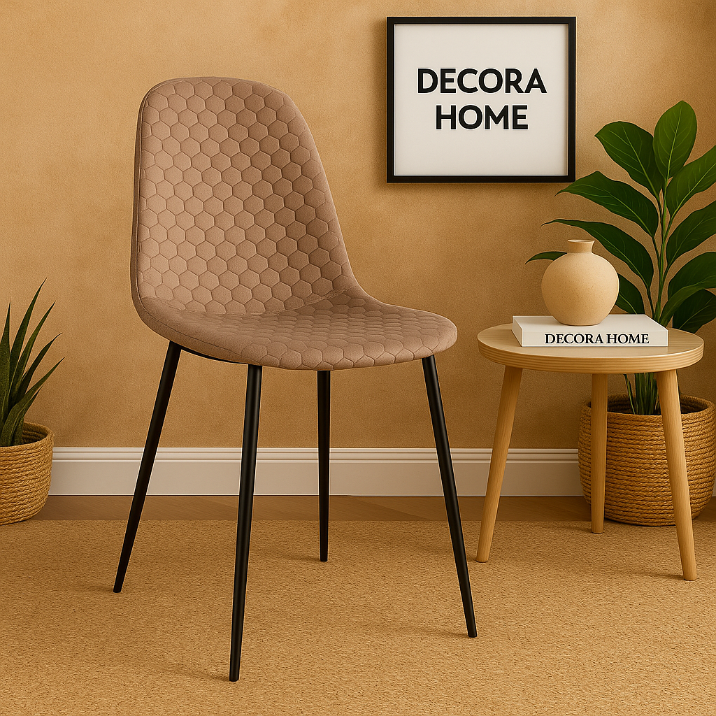 Lot de 4 Chaises  scandinave  assise en velours avec Piètement en Acier - Decora Home