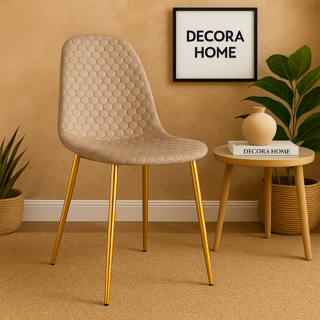 Lot de 4 Chaises  scandinave  assise en velours avec Piètement en Acier - Decora Home