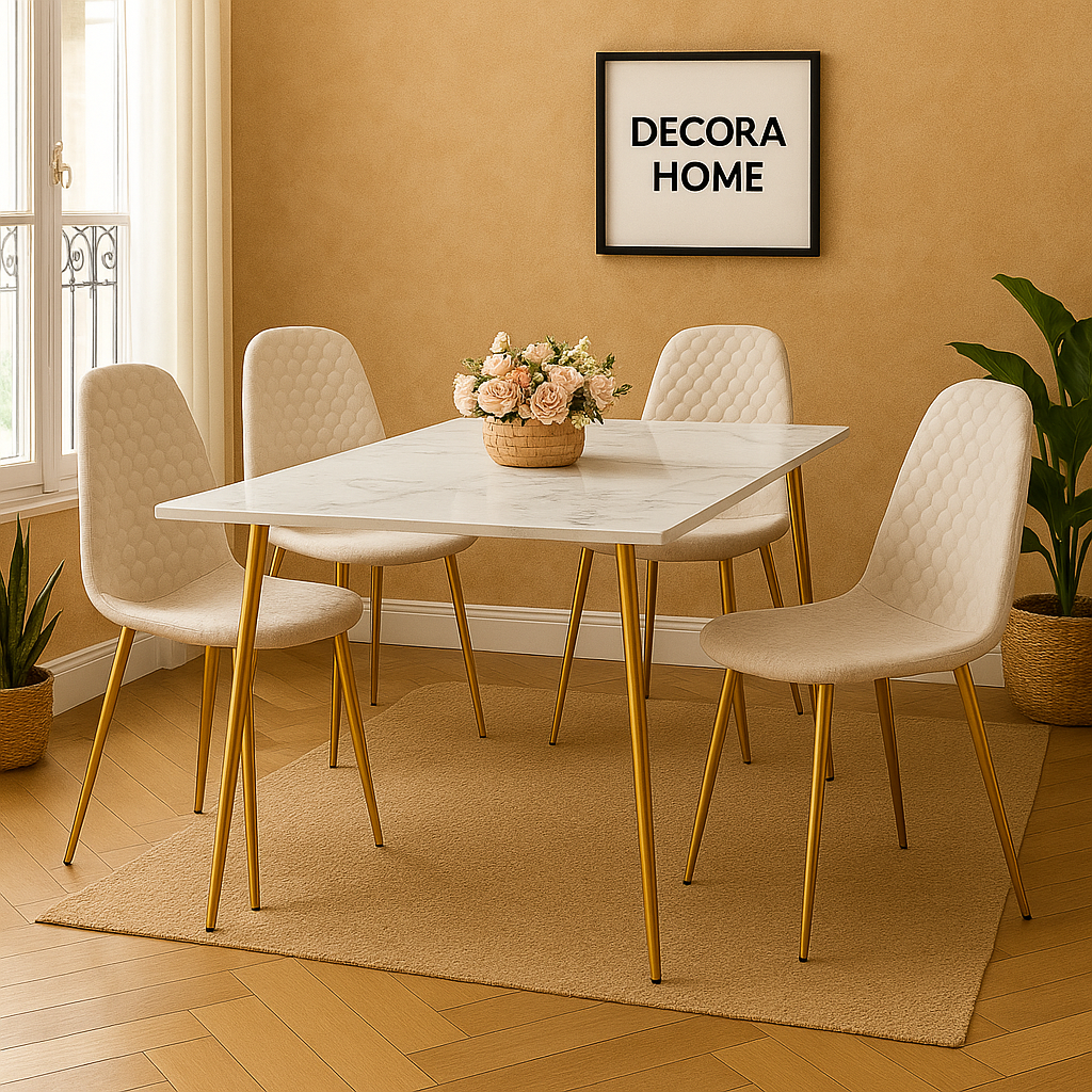 Lot de 4 Chaises  scandinave  assise en velours avec Piètement en Acier - Decora Home