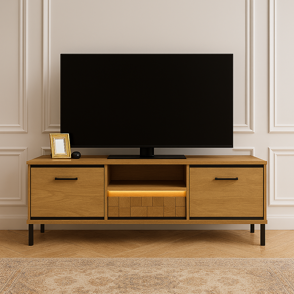 Meuble TV Moderne avec Étagère et Tiroir - Decora Home