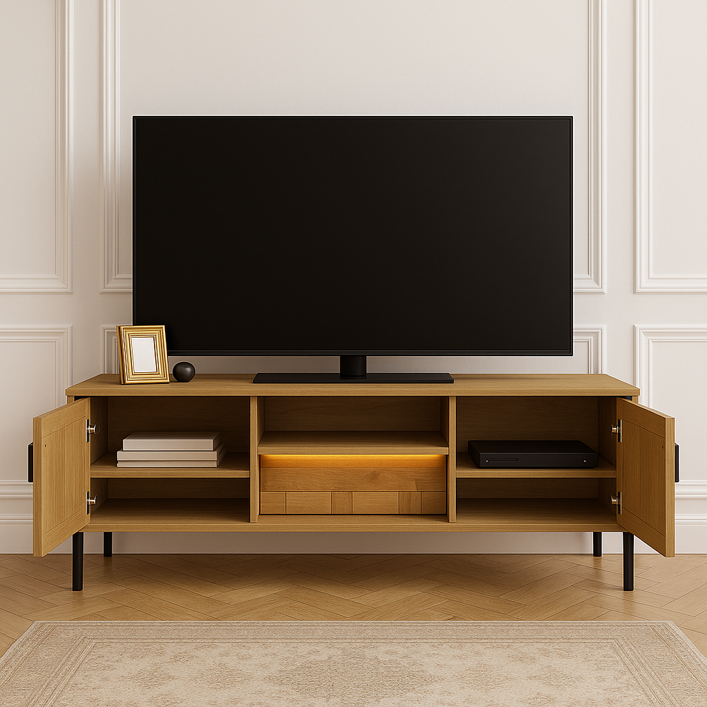 Meuble TV Moderne avec Étagère et Tiroir - Decora Home