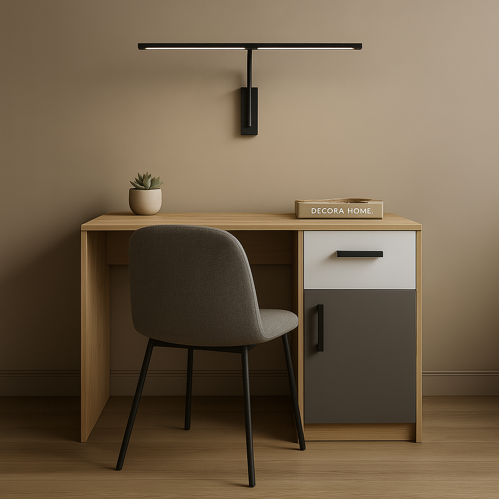 Bureau Moderne en MDF et Chêne avec Design Épuré - Idéal pour Espaces de Travail Contemporains