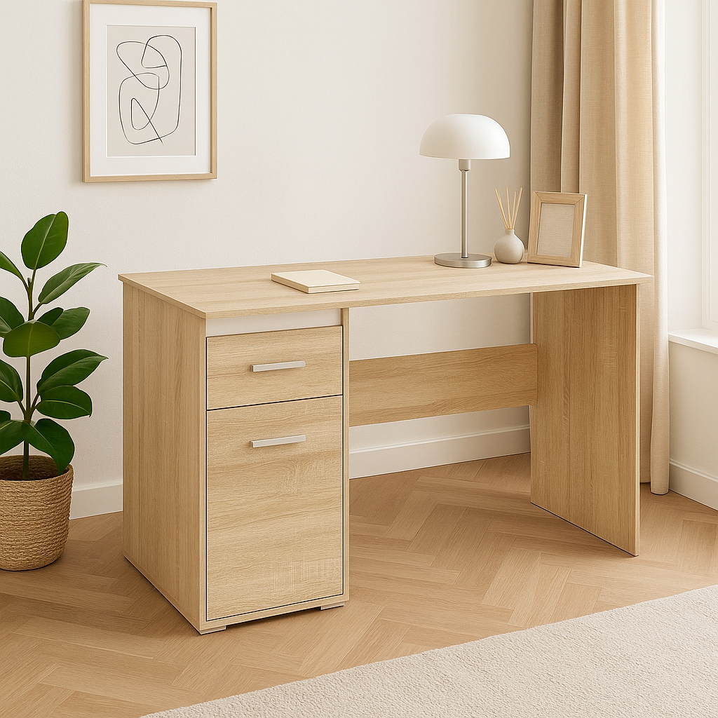 Bureau Moderne avec Bordure ABS en Lumière de Sonoma - Design Élégant et Résistant