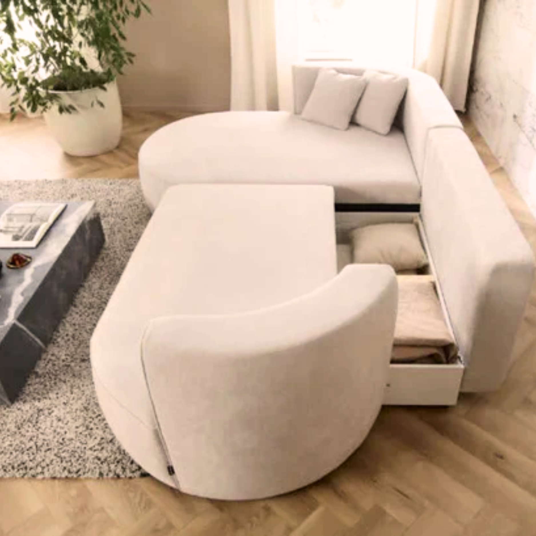 canape d angle fiore s avec coffre fonction couchage design arrondi