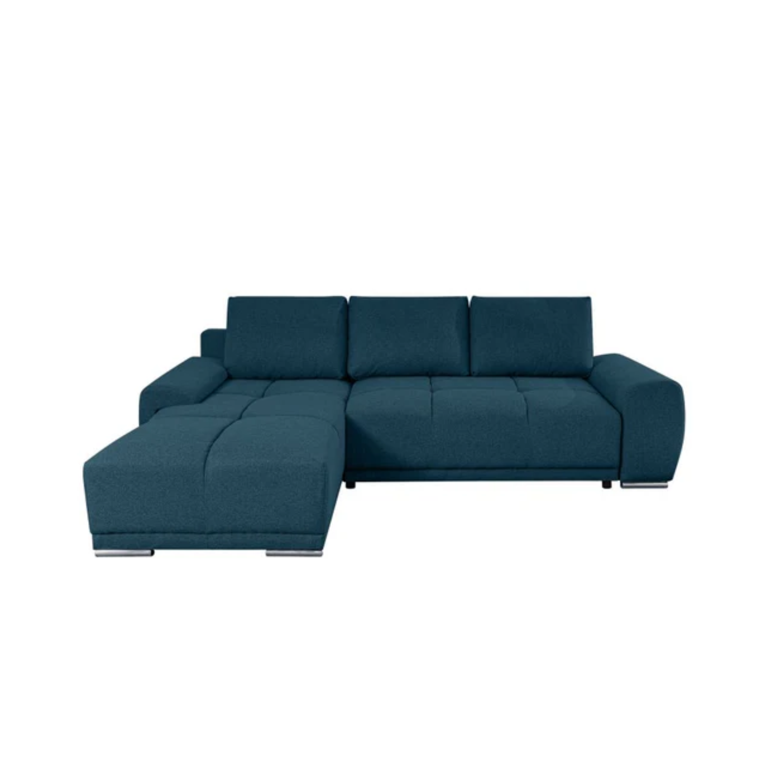 Canapé d'angle fixe convertible avec coffre en tissu