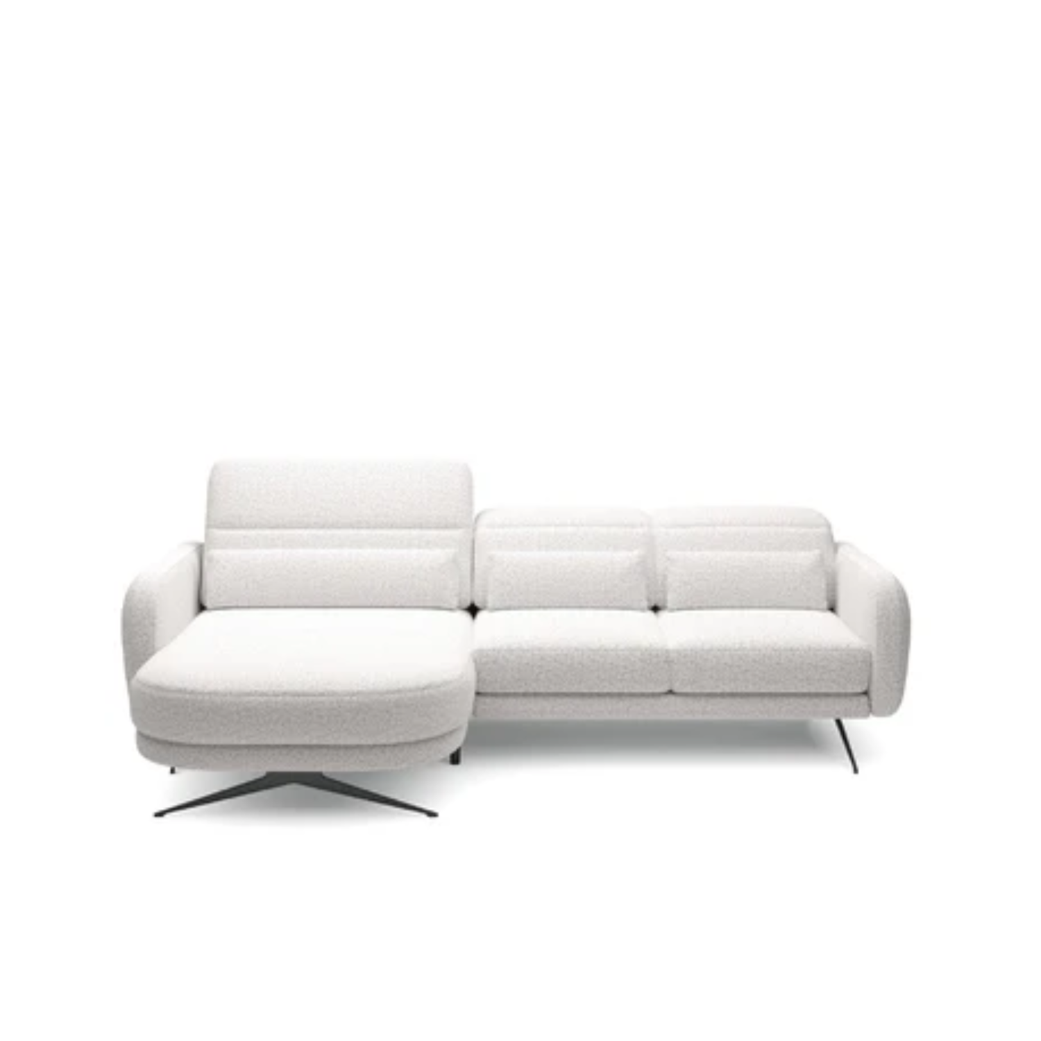 Canapé d’angle  avec réglage électrique de l’assise (0-17 cm) et 3 appuis-tête relax
