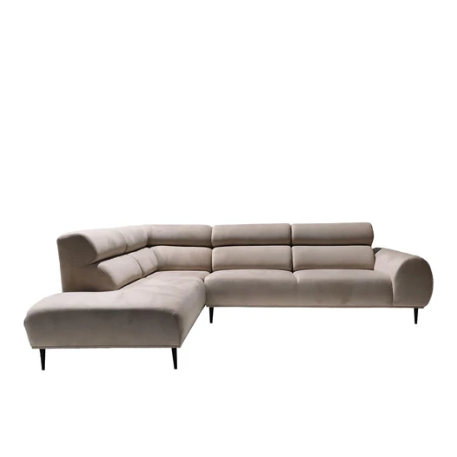 Canapé d'Angle Gauche en Velours Beige