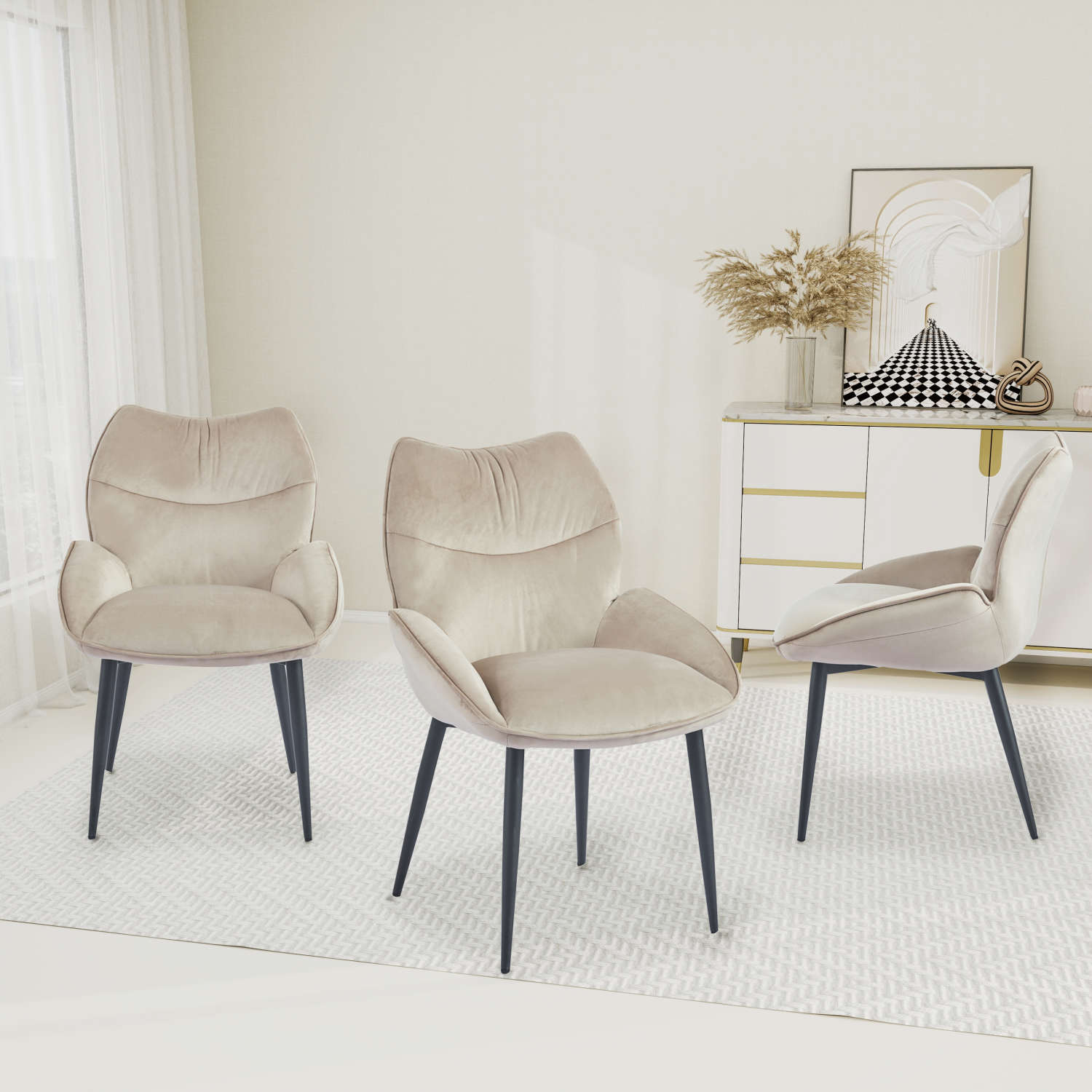 CHAISE LOHA PIED METAL NOIR TAUPE