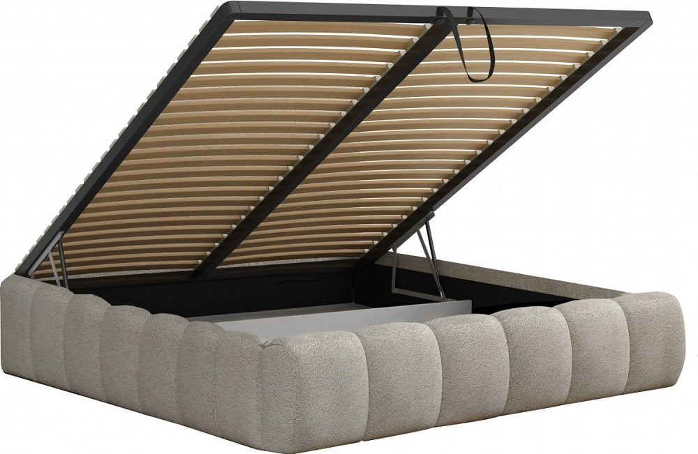 Lit coffre velours doux rembourré avec rangement – Design élégant, tête de lit haute et structure robuste - Decora Home