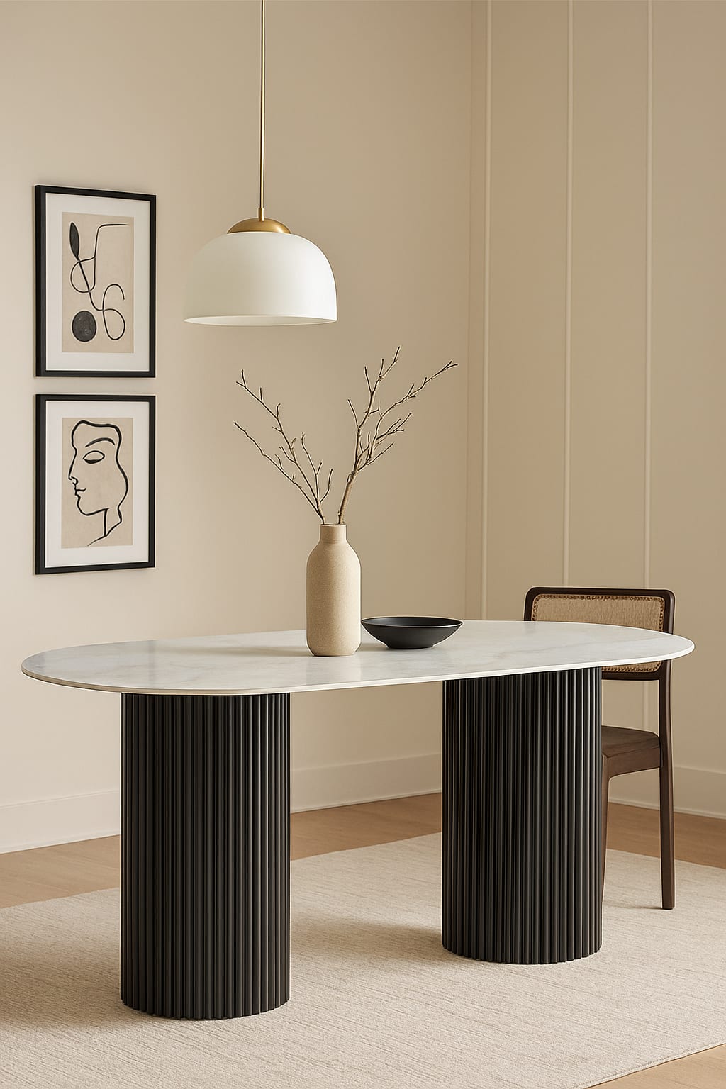 TABLE A MANGER KEYSHA METAL NOIR CERAMIQUE MOKA 180x90cm