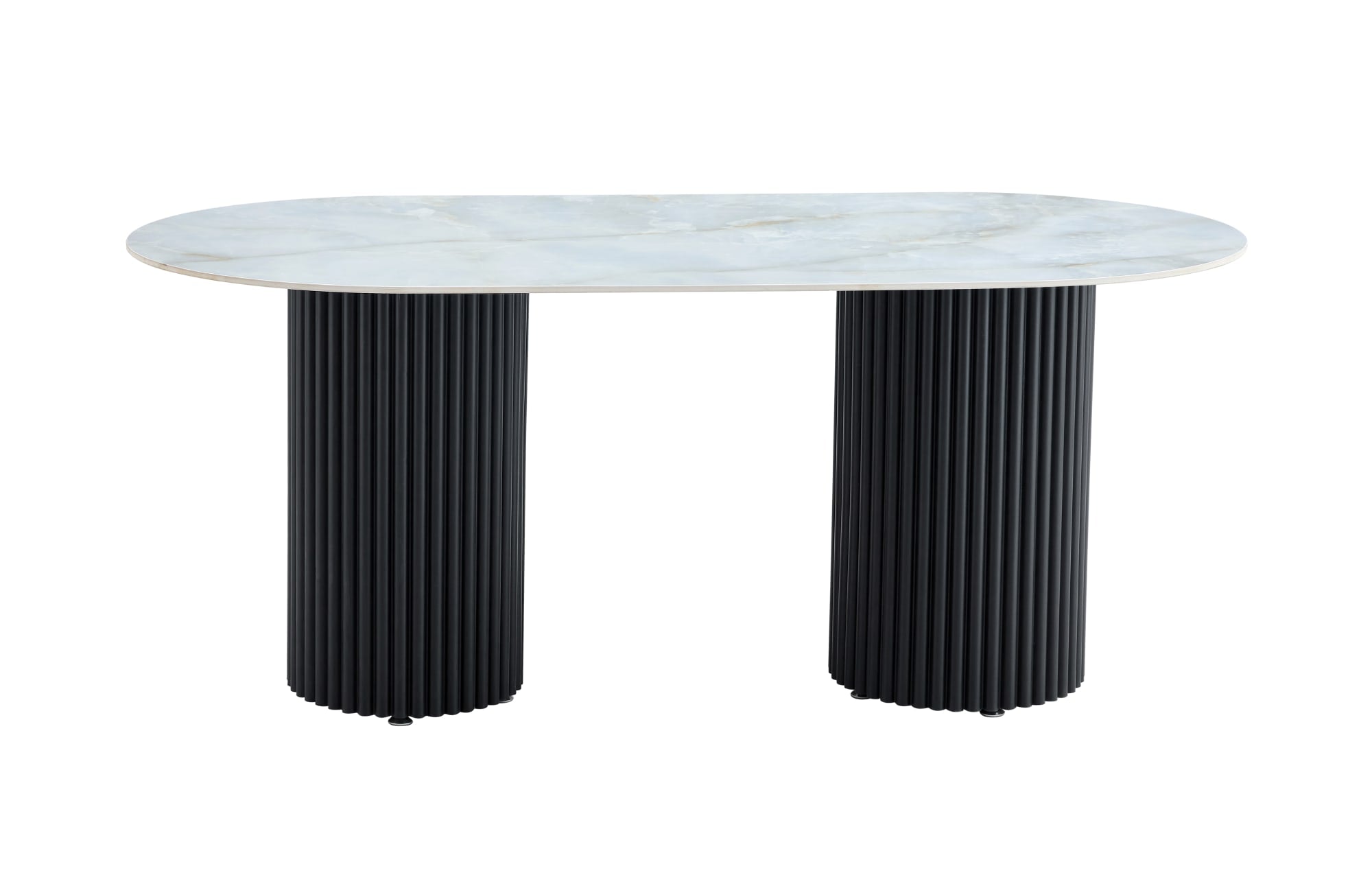 TABLE A MANGER KEYSHA METAL NOIR CERAMIQUE MOKA 180x90cm