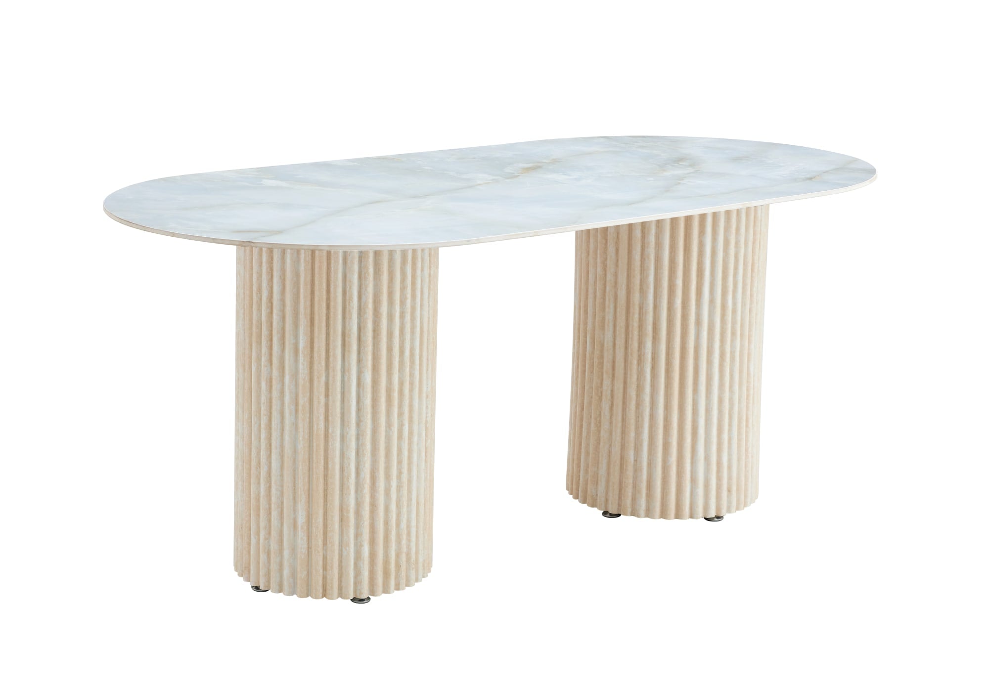 TABLE A MANGER KEYSHA TRAVERTIN CERAMIQUE MOKA 180x90cm