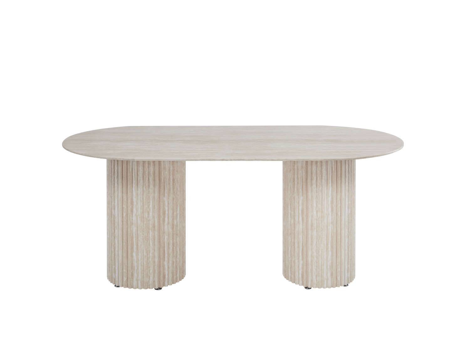 TABLE A MANGER KEYSHA PIED TRAVERTIN PLATEAU CERAMIQUE TRAVERTIN BRILLANT 160CM