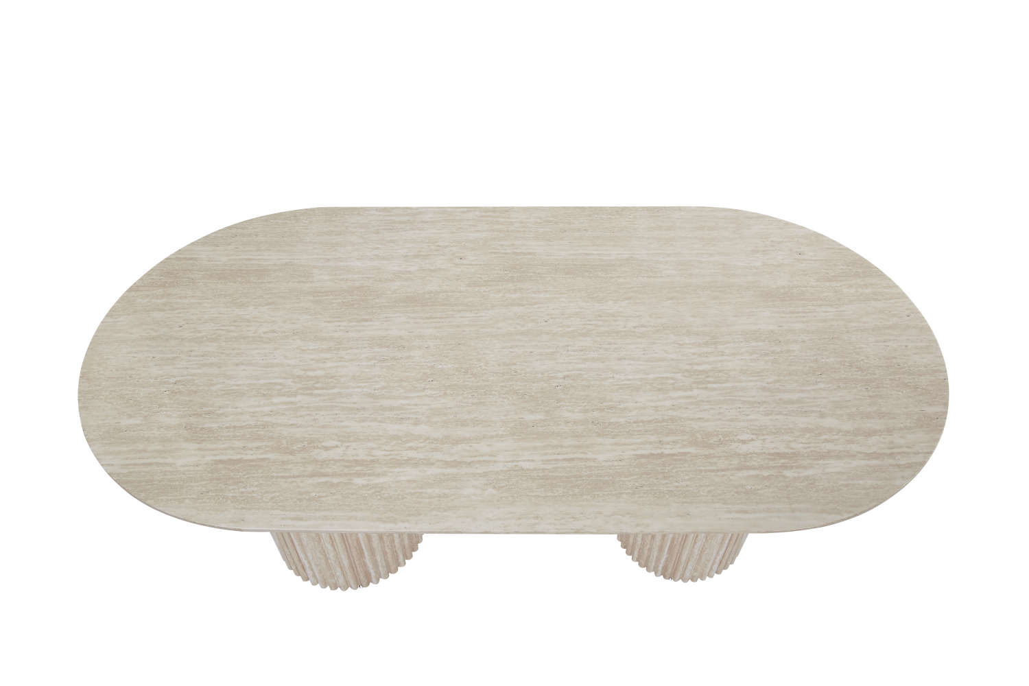 TABLE A MANGER KEYSHA PIED TRAVERTIN PLATEAU CERAMIQUE TRAVERTIN BRILLANT 160CM