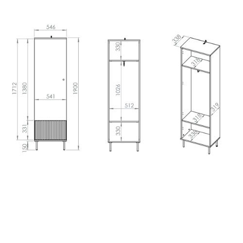 Armoire Sofina en MDF Cachemire avec Cintre Extensible et Étagères Pratiques