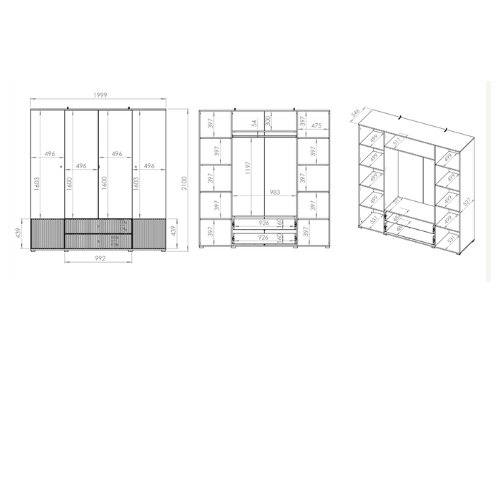 Grande Armoire en Cachemire avec Miroirs et Finitions en MDF Fraisé
