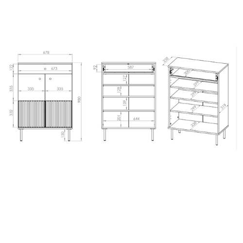 Meuble à Chaussures  avec Doubles Portes et Tiroir à Extension Complète - MDF Cachemire