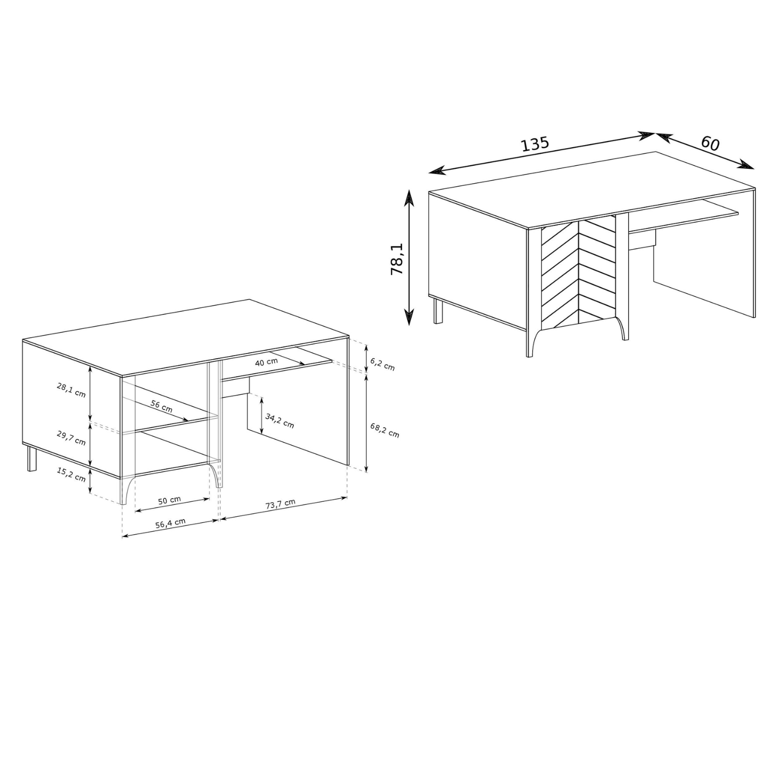 Bureau avec Armoire Intégrée et Façade à Chevrons - Decora Home