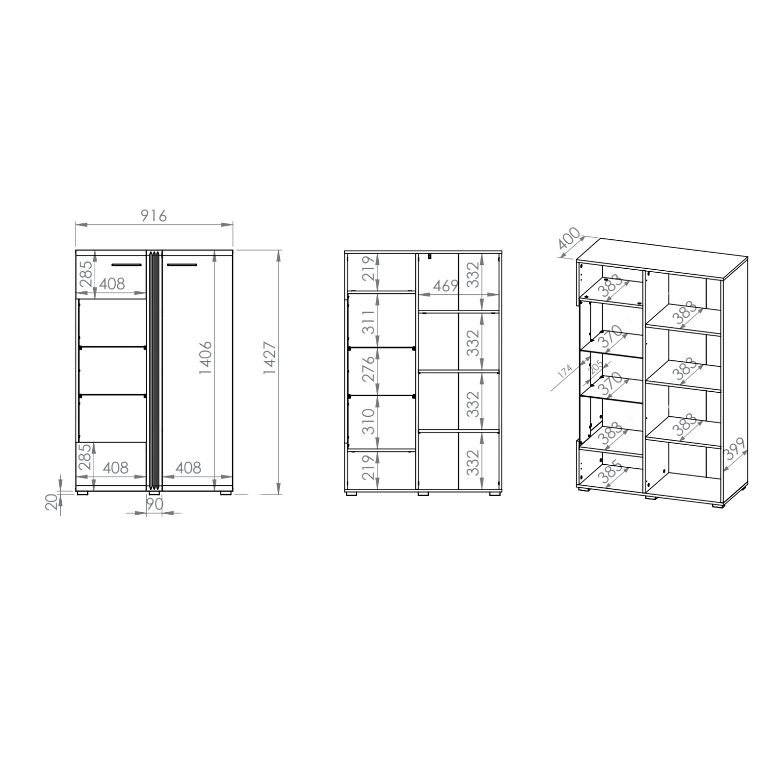 Vitrine Basse en Chêne Castello & Blanc Brillant – Élégance et Robustesse - Decora Home