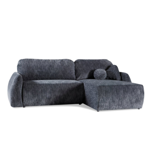 Canapé d’angle arrondi – Convertible, rangement intégré & tissu Ambience 18 doux et lumineux