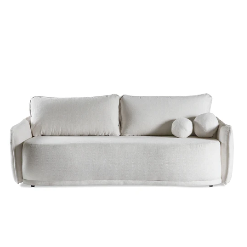 Canapé d’angle convertible écru avec fonction couchage et espace de rangement