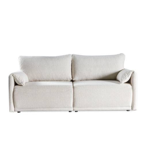 Canapé d’angle convertible écru avec couchage intégré design moderne
