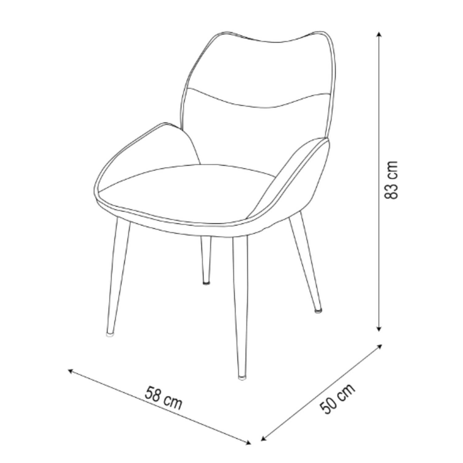 chaise  Assise ergonomique en velours & pieds métal