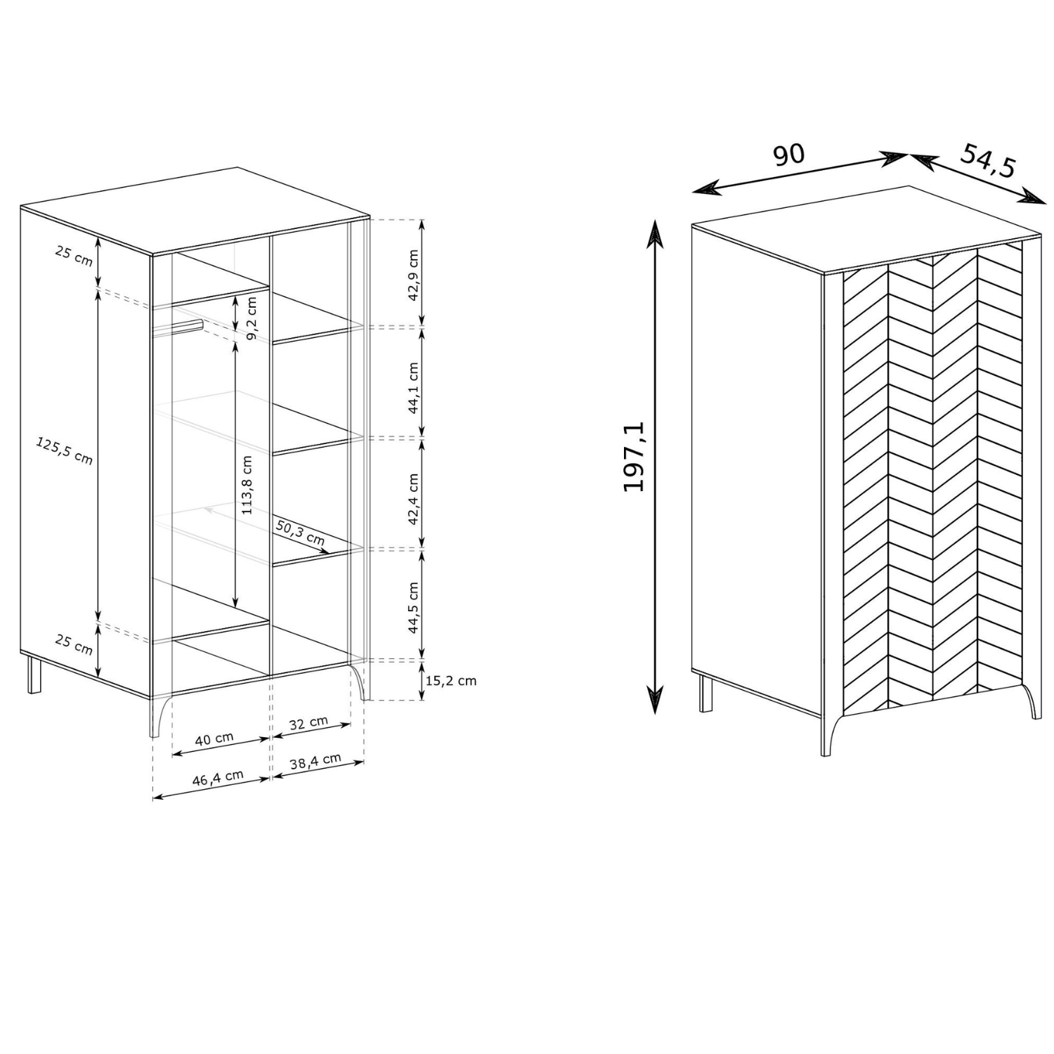 Armoire  avec Motif Géométrique à Chevrons et Rangement Pratique - Decora Home